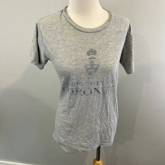 🌿4/$35🌿‎ UNIVERSITY OF TORONTO Grey Crew Neck Logo Tee (S) - Picture 2 of 7
